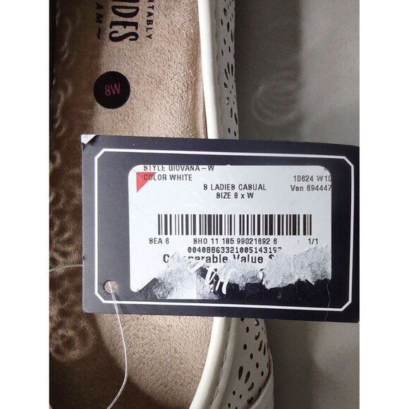 Harborsides Giovana White Metal O-ring Floral Perforated Flats Size 8 Wide NWT - Picture 12 of 16